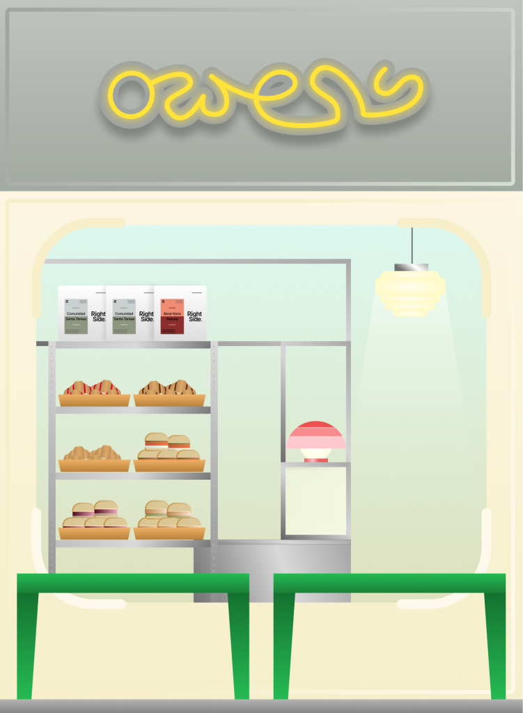 Ilustracion fachada Owens, cafeteria partner de PongoTodo